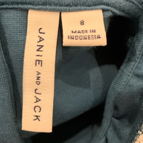 Janie and Jack Girls Turquoise Dress Size 8 Short Sleeve Blue Teal Collar - Picture 6 of 6